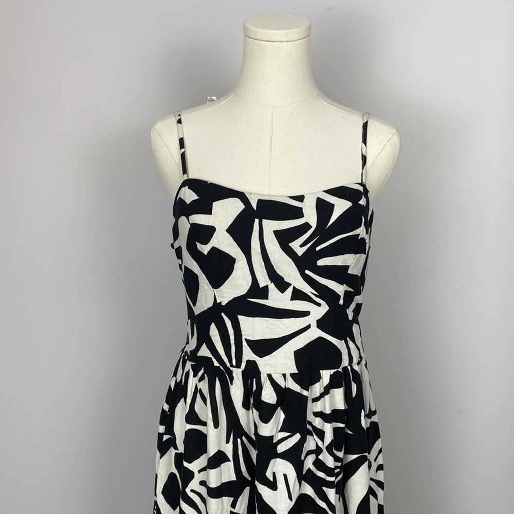 Christian Lacroix black and white tiered linen midi dress size medium - Picture 5 of 16